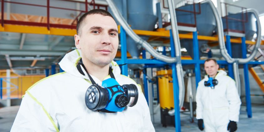 chemical industry workers at factory