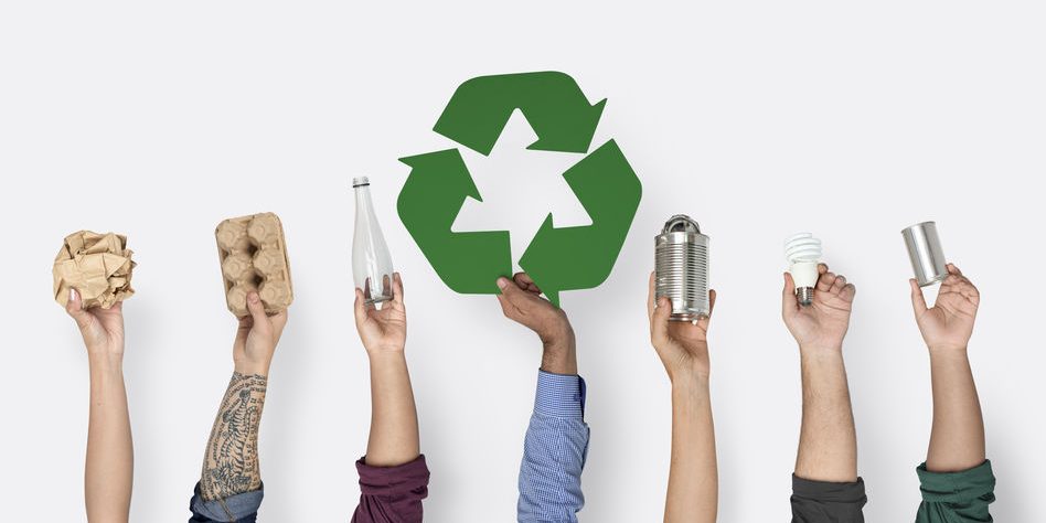 Hand Hold Show Recyclable Things with Symbol