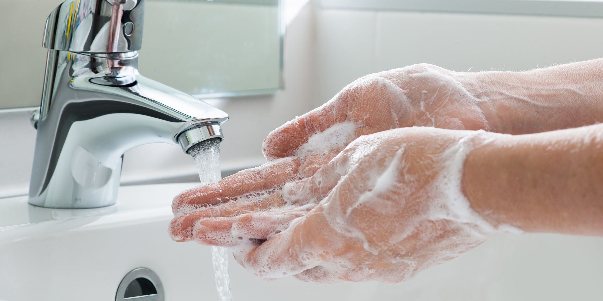 Washing hands.