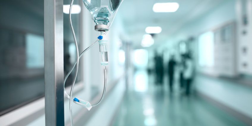 Drip on the background a hospital corridor