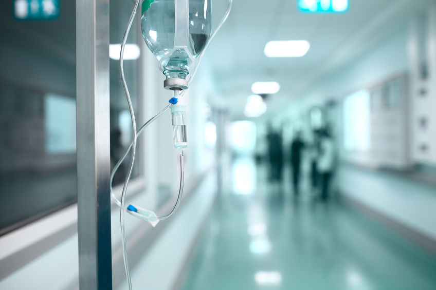 Drip on the background a hospital corridor