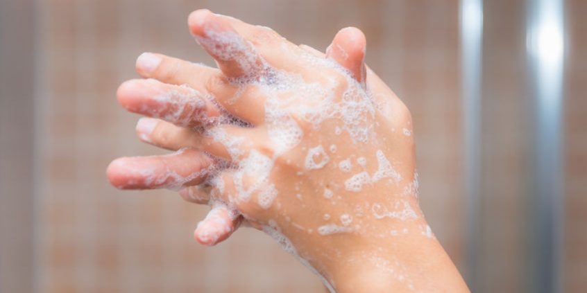 Close up of washing hands, cleaning hands