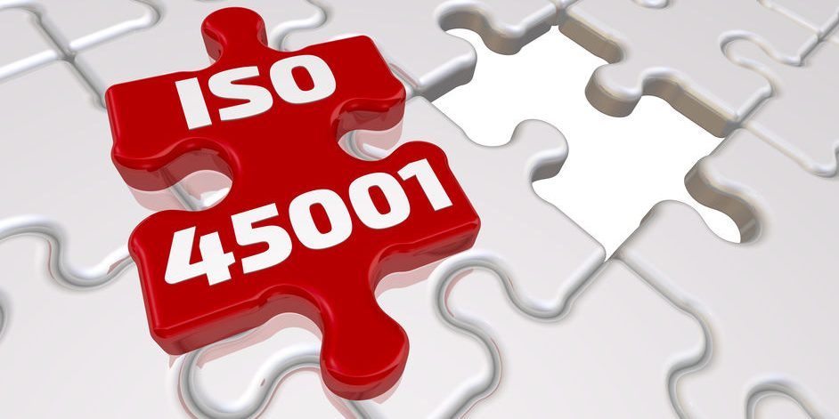 ISO 45001. The inscription on the missing element of the puzzle