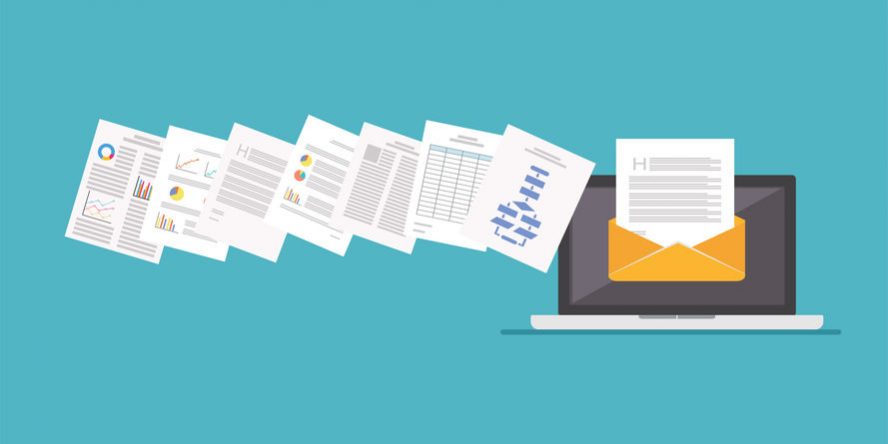 Files Attachment Email. Online communication. Email.