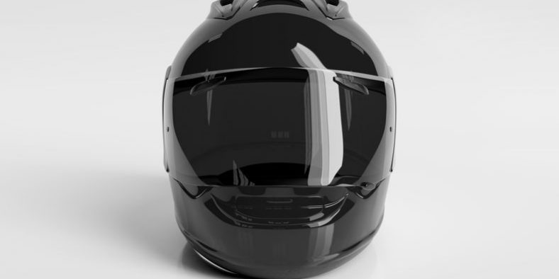 Black motorcycle helmet isolated on white Mockup 3D rendering